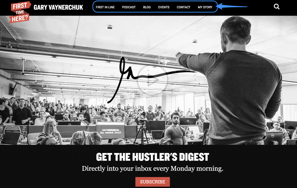 Gary Vaynerchuk Website Example