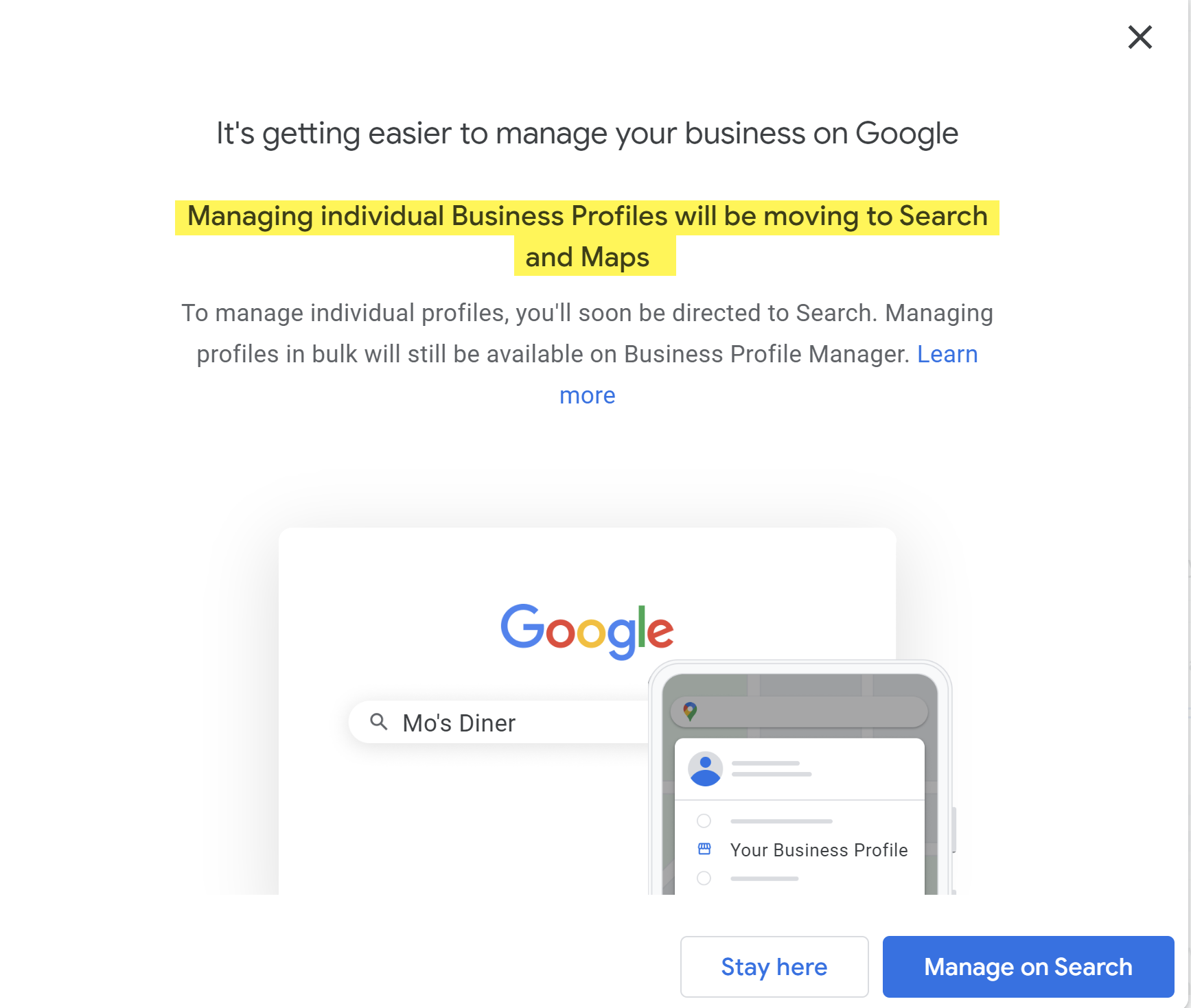 Business Profile Menus in Google Search