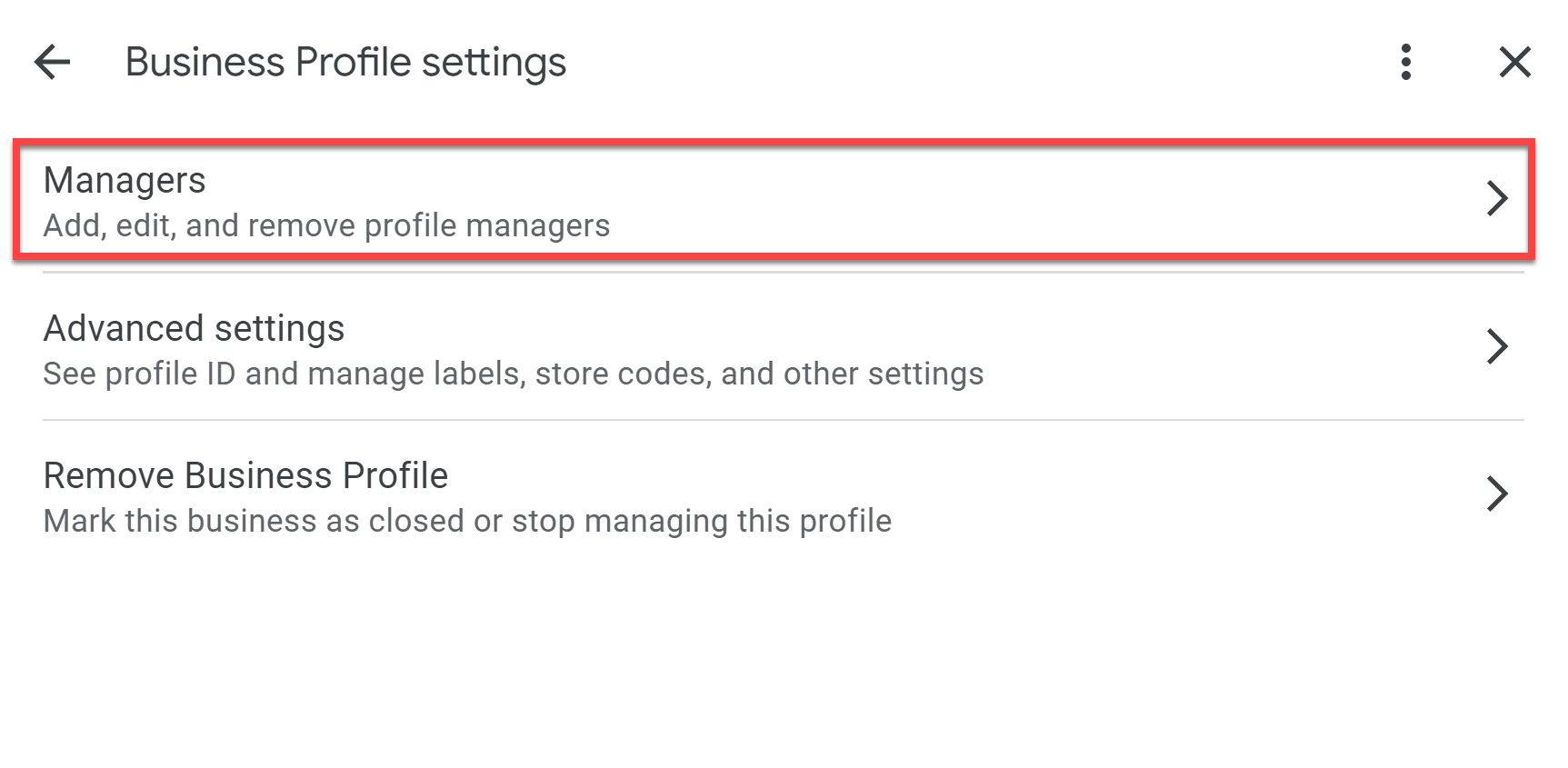 Business Profile Settings