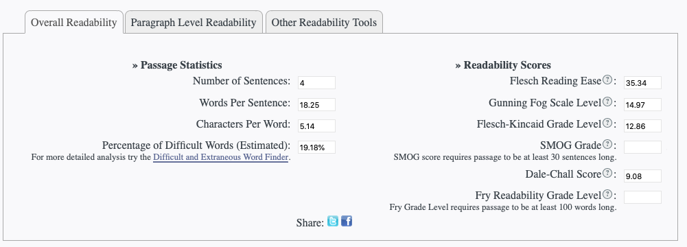 Datayze Readability Analyzer