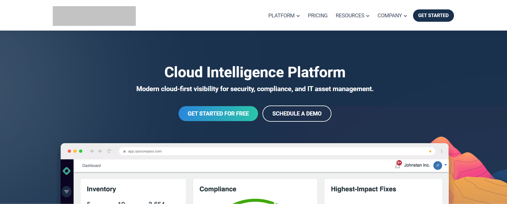 An example of a cloud security landing page.