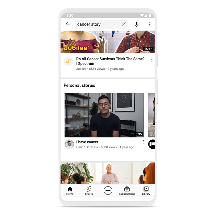 YouTube Searches For Health Topics To Show Personal Stories
