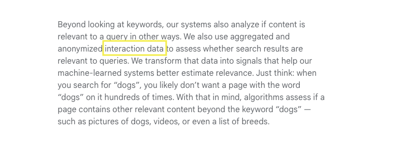 how search works - interaction data screenshot