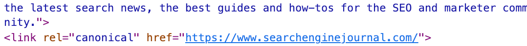 HTML Canonical Tag Example