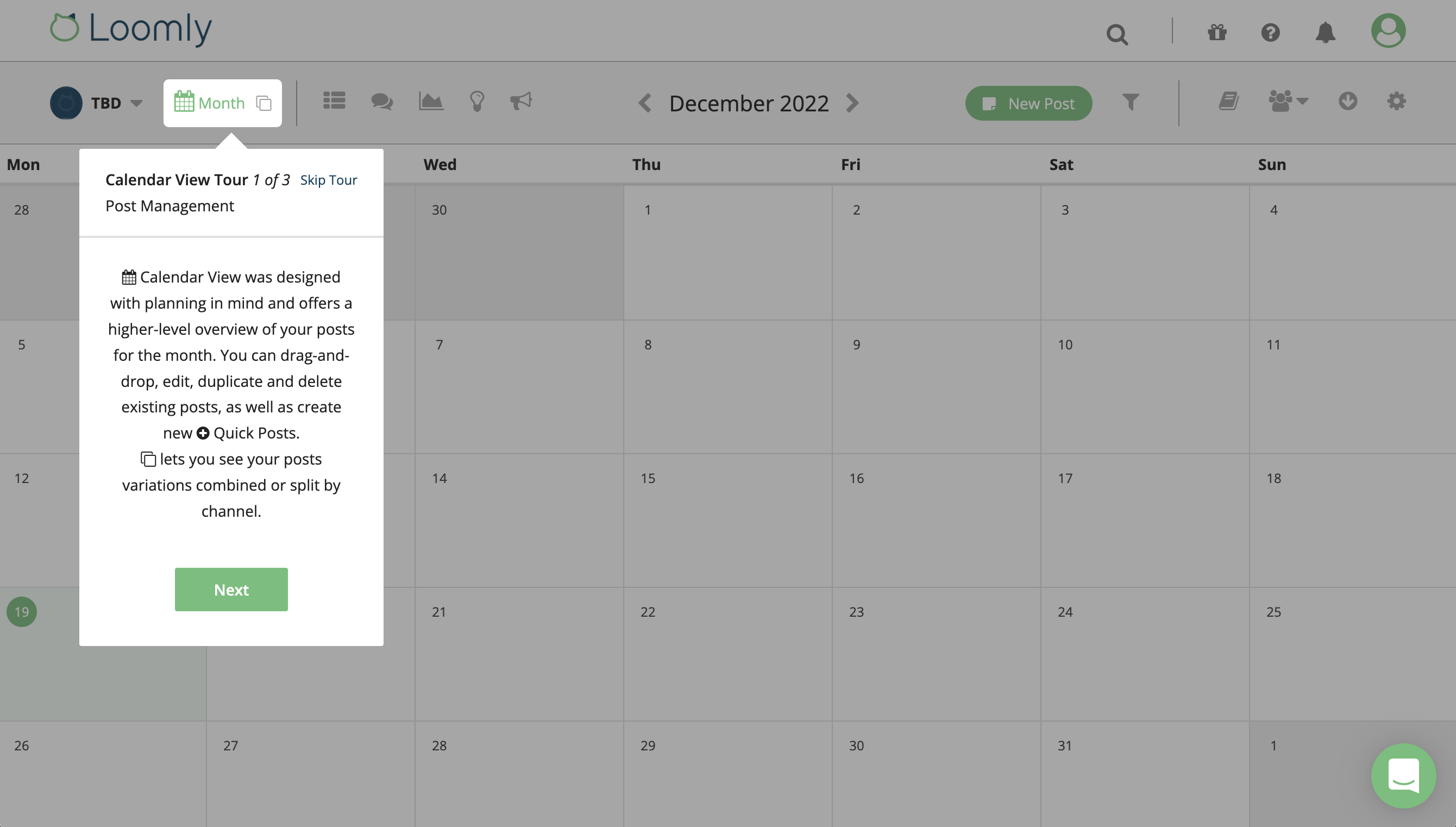 Loomly content calendar