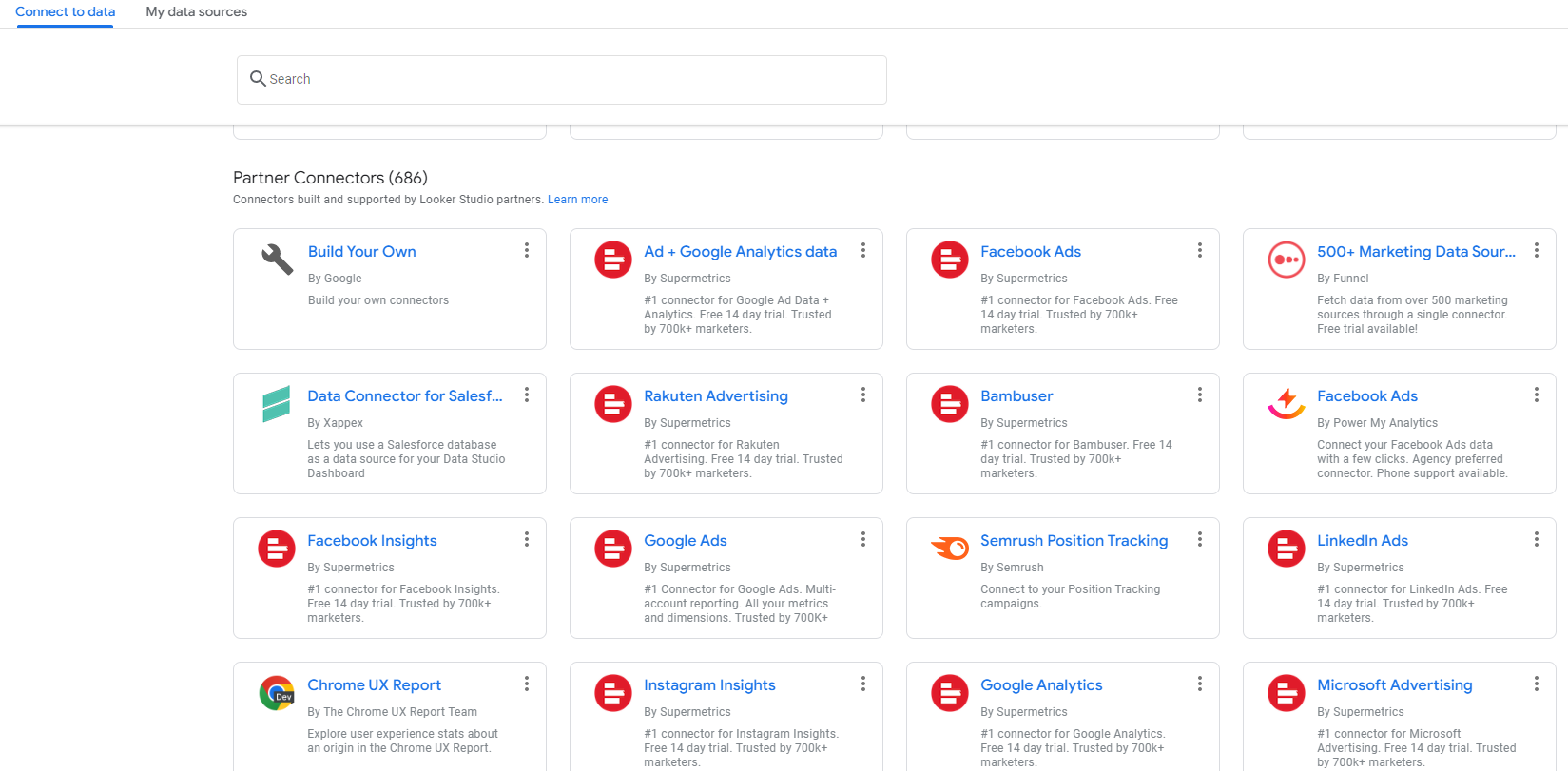 Looker Studio can connect to over 650 partner data sources.