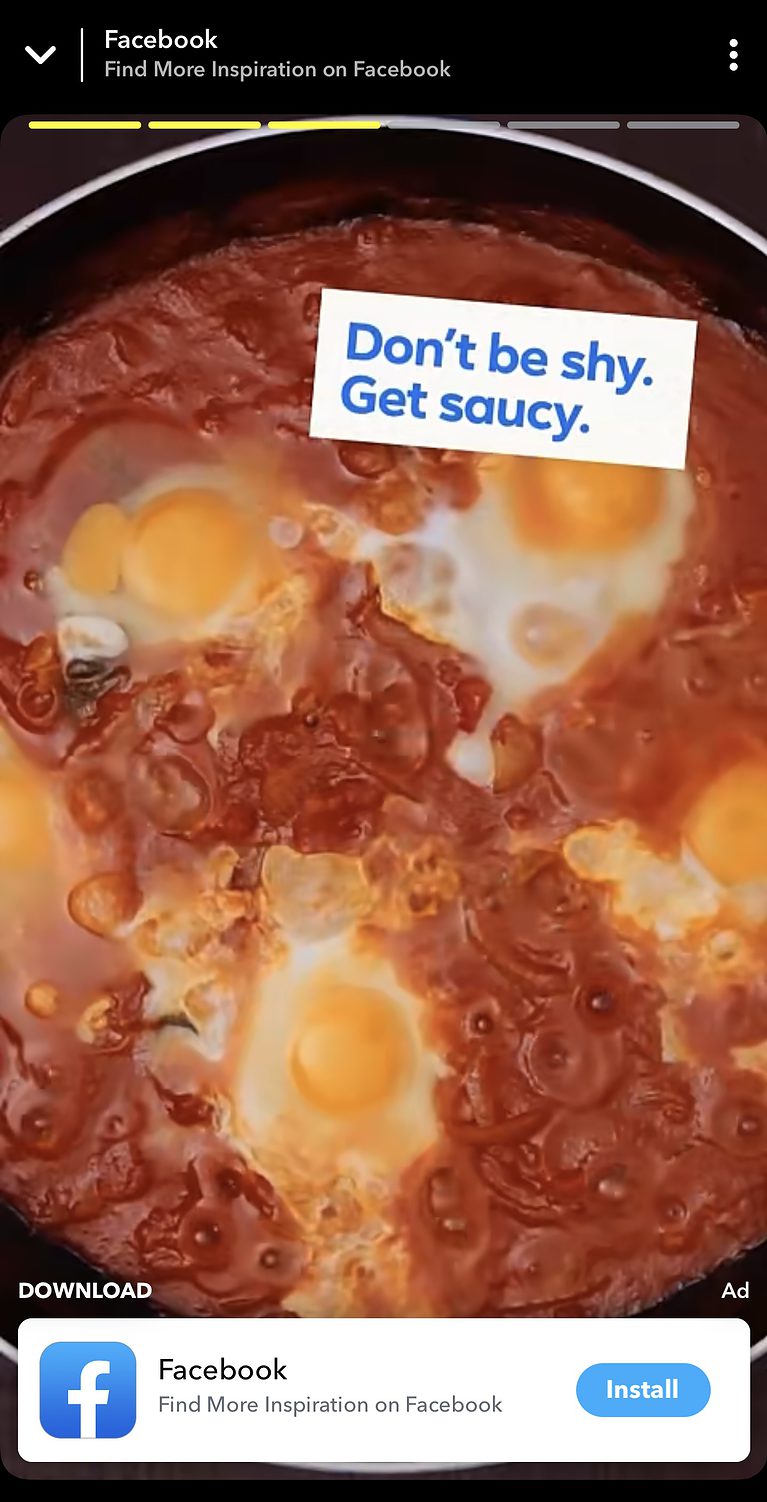 Snapchat Advertising Example from Facebook