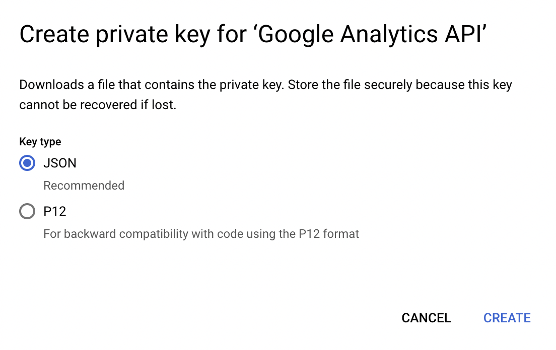 JSON Credentials Key